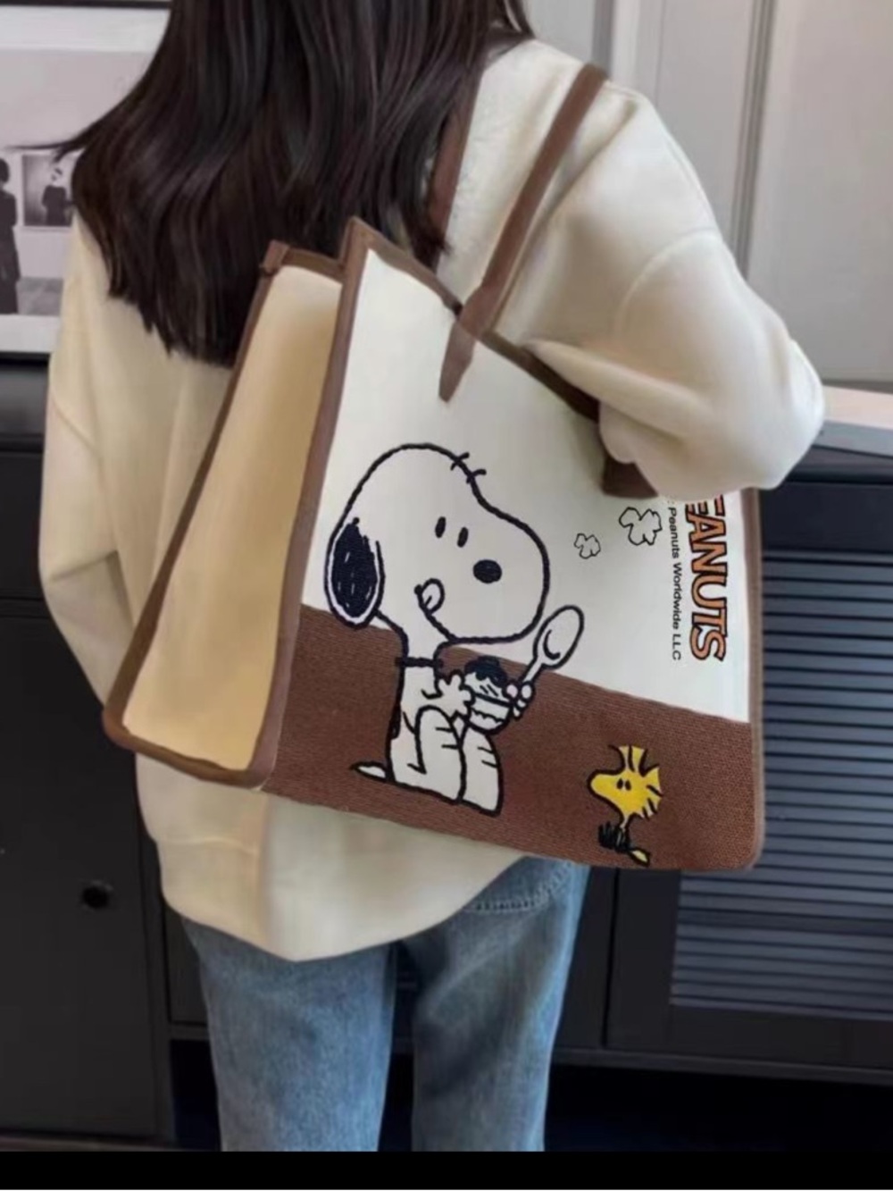 Snoopy Brown & Cream Tote Bag